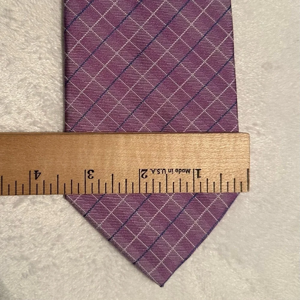 Vintage Guy Laroche Purple Plaid 100% Silk Men’s Neck Tie New with Tags Italy